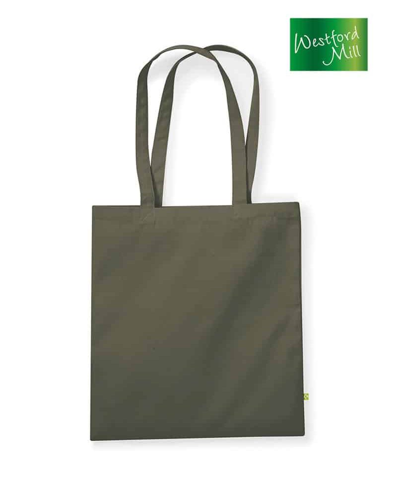 Shopper Cotone Organico 340g Westford Mill W801 30 Shopper-Manici-Lunghi-38×42-cm-in-Cotone-Organico-Pesante-W801--verde-oliva