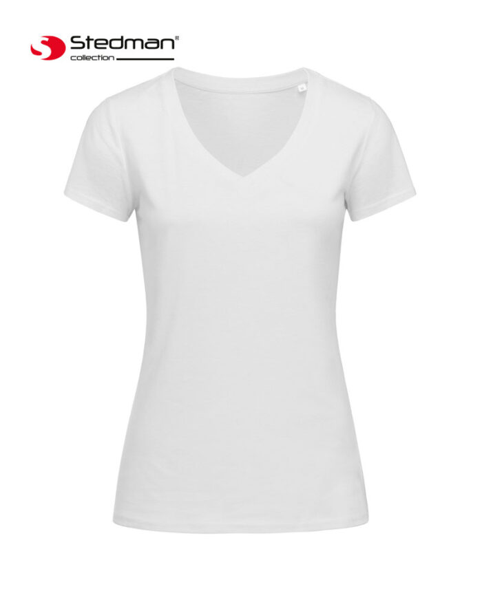 T-shirt-donna-in-cotone-organico-collo-V-Stedman-ST9310-bianco