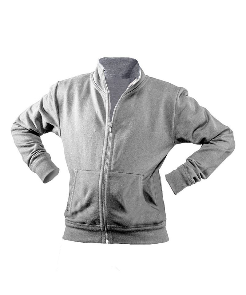 Felpa bambino zip intera e tasca a marsupio Colore Italiano MIK850 grigio