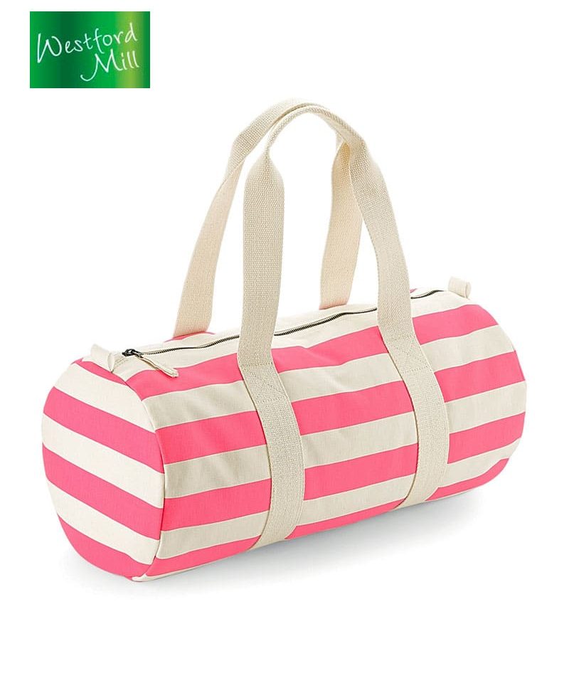 Borsone viaggio in canvas a righe Westford Mill W688 6 Borsone-viaggio--in-canvas-a-righe-Westford-Mill-W688-natural-rosa
