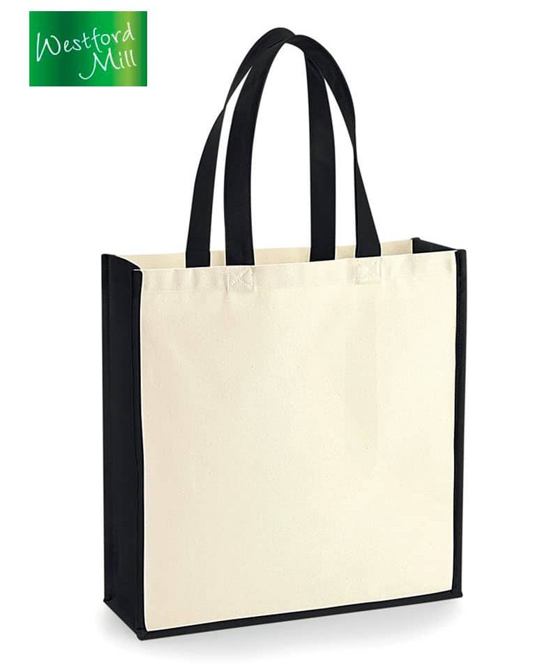 Shopper in canvas 39x42x13 cm Westford Mill W600 12 Shopper-in-canvas-39x42x13-cm-Westford-Mill-W600-natural-nero