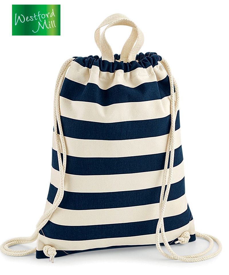 Zainetto-canvas-con-cordini-Westford-Mill-W686-natural-blu