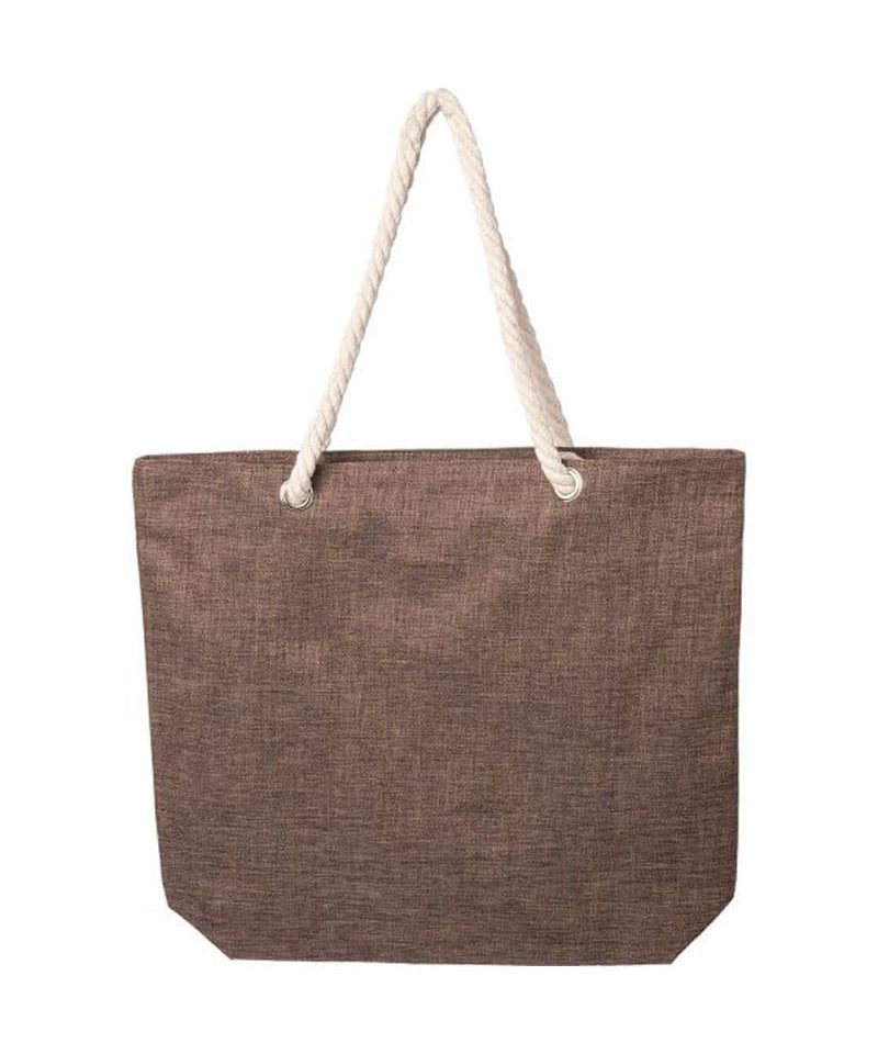 Borsa mare con effetto melange manici in corda e zip 24276 9 borsa-mare-con-effetto-melange-manici-in-corda-e-zip-Q24276-marrone