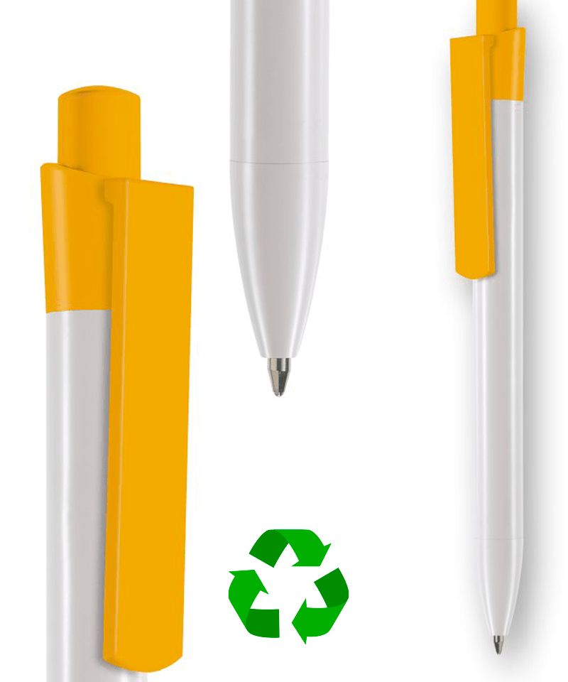 Penne in plastica riciclata INFINITY WHITE- stampa su fusto inclusa (min.500 pezzi) 13 penne-in-plastica-riciclata-INFINITY-giallo