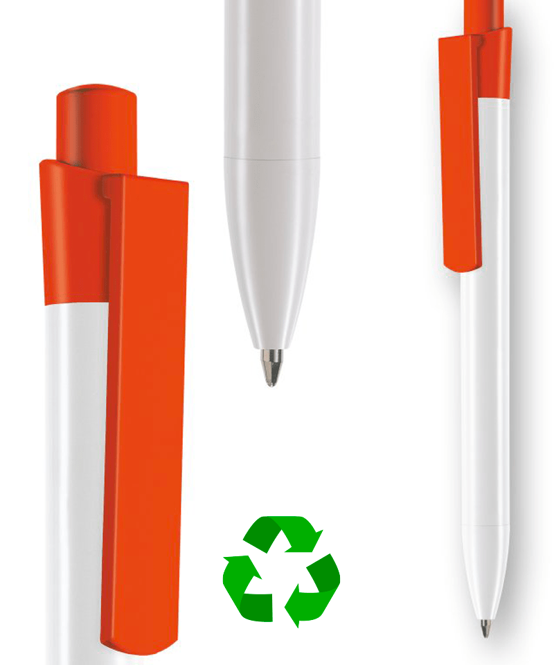 Penne in plastica riciclata INFINITY WHITE- stampa su fusto inclusa (min.500 pezzi) 15 penne-in-plastica-riciclata-INFINITY-rosso