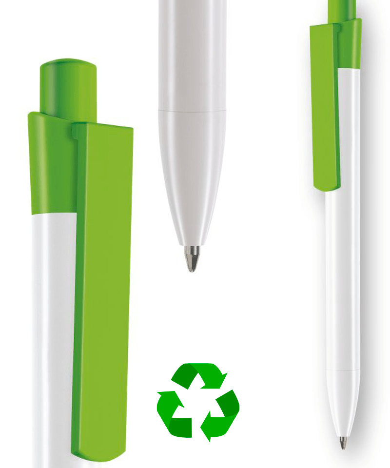 Penne in plastica riciclata INFINITY WHITE- stampa su fusto inclusa (min.500 pezzi) 16 penne-in-plastica-riciclata-INFINITY-verde