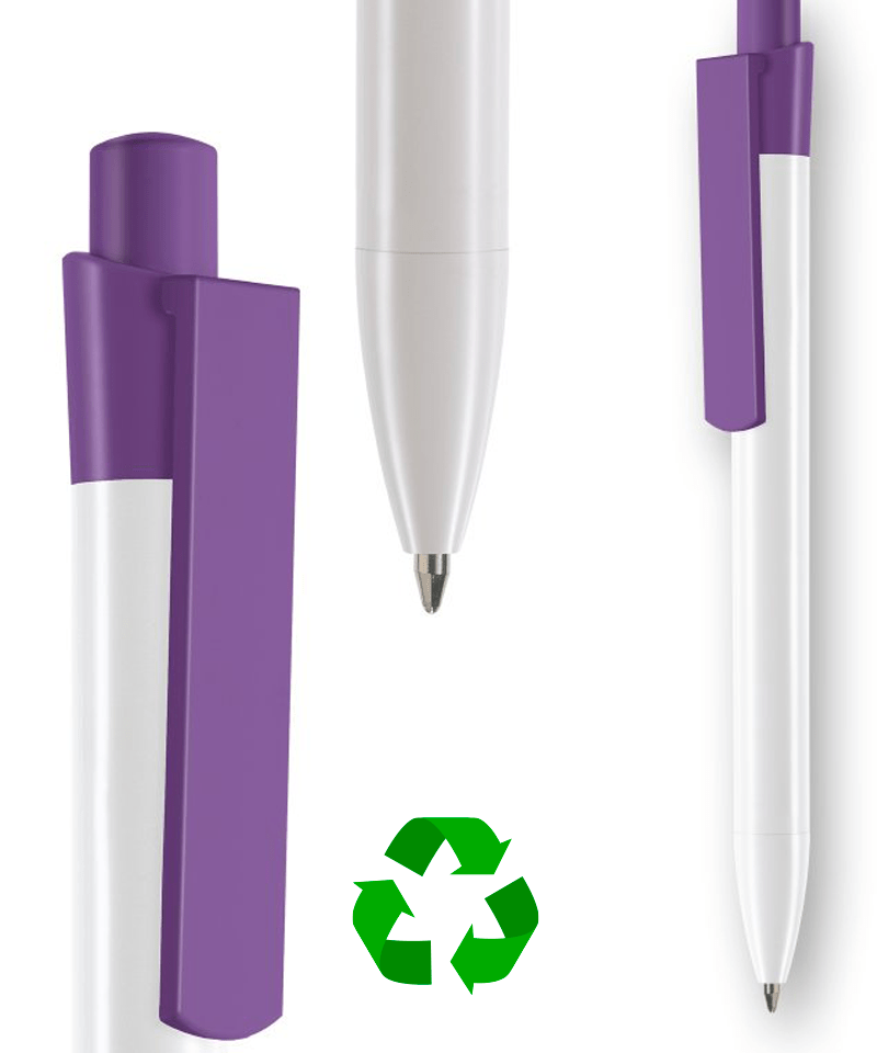 Penne in plastica riciclata INFINITY WHITE- stampa su fusto inclusa (min.500 pezzi) 20 penne-in-plastica-riciclata-INFINITY-viola