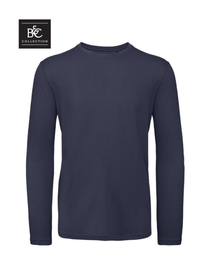 Magliette-uomo-manica-lunga-in-cotone-organico-BC-Collection-BCTM070-blu-navy