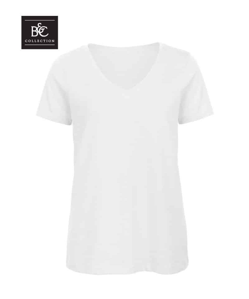 T-shirt donna collo V in cotone organico B&C BCTW045 10 T-shirt-donna-collo-V-in-cotone-organico-B&C-BCTW045-bianco