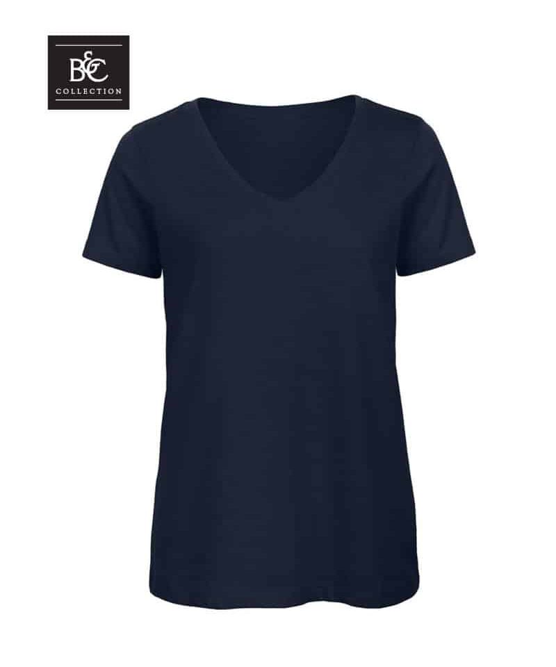 T-shirt donna collo V in cotone organico B&C BCTW045 12 T-shirt-donna-collo-V-in-cotone-organico-B&C-BCTW045-blu-navy
