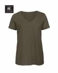 Donna Linea verde Maglietta con Collo a V