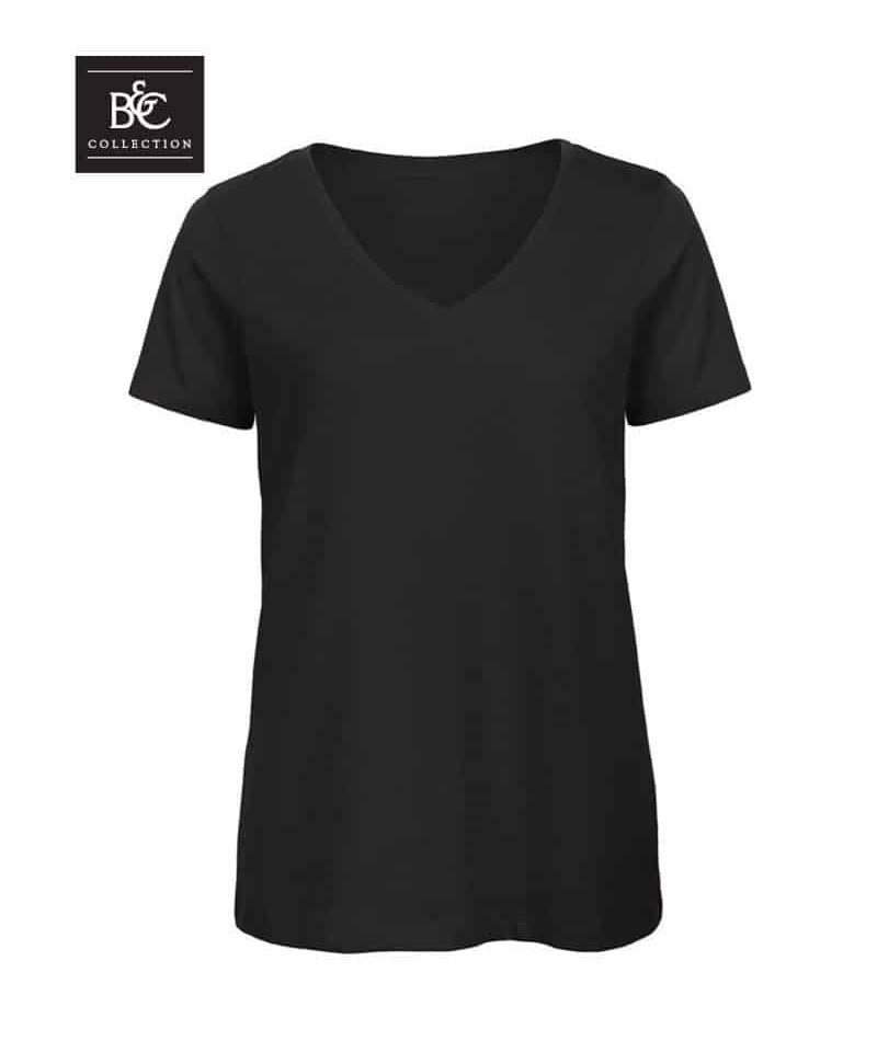 T-shirt donna collo V in cotone organico B&C BCTW045 15 T-shirt-donna-collo-V-in-cotone-organico-B&C-BCTW045-nero