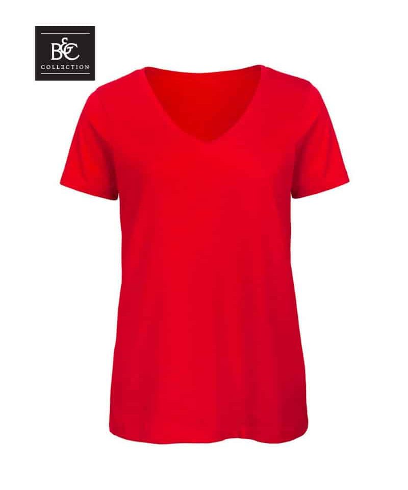T-shirt donna collo V in cotone organico B&C BCTW045 11 T-shirt-donna-collo-V-in-cotone-organico-B&C-BCTW045-rosso
