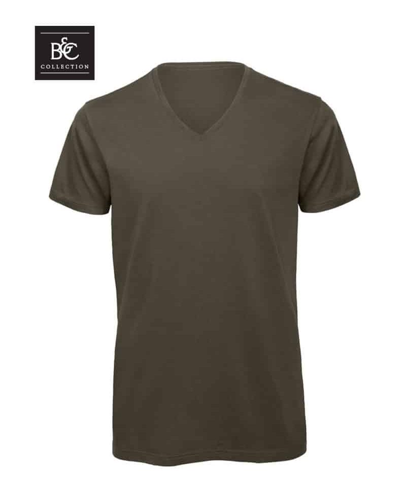 T-shirt-uomo-collo-V-in-cotone-organico-B&C-BCTM044-khaki