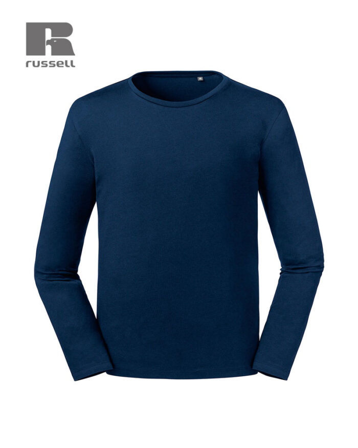 T-shirt-uomo-manica-lunga-in-cotone-organico-Russell-JE100M-blu-navy
