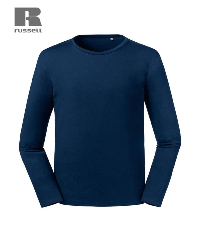 T-shirt-uomo-manica-lunga-in-cotone-organico-Russell-JE100M-blu-navy
