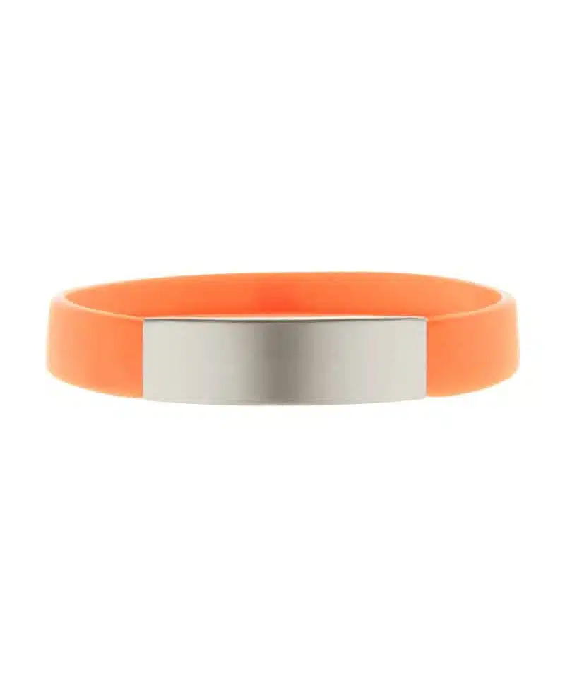 Braccialetto-in-silicone-con-piastra-in-alluminio-argentato-AP809399-arancio