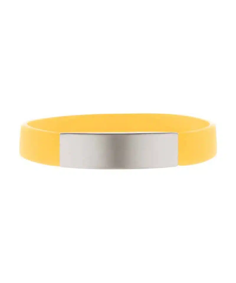 Braccialetto-in-silicone-con-piastra-in-alluminio-argentato-AP809399-giallo