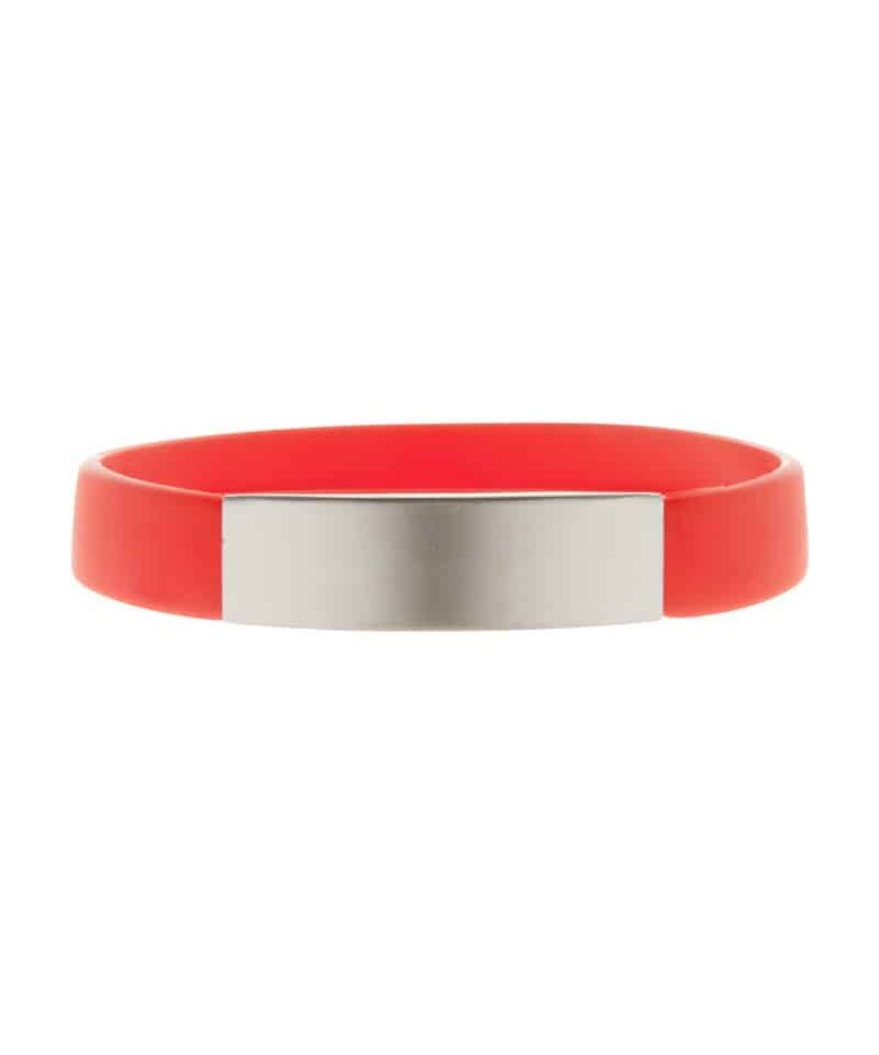 Braccialetto-in-silicone-con-piastra-in-alluminio-argentato-AP809399-rosso