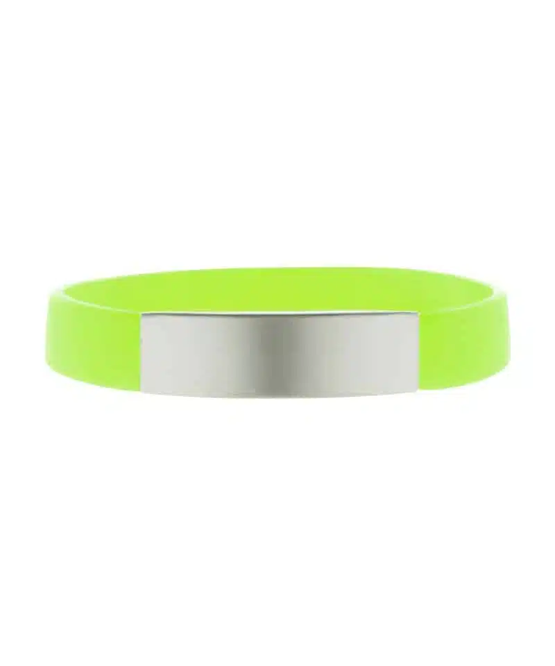 Braccialetto-in-silicone-con-piastra-in-alluminio-argentato-AP809399-verde-lime