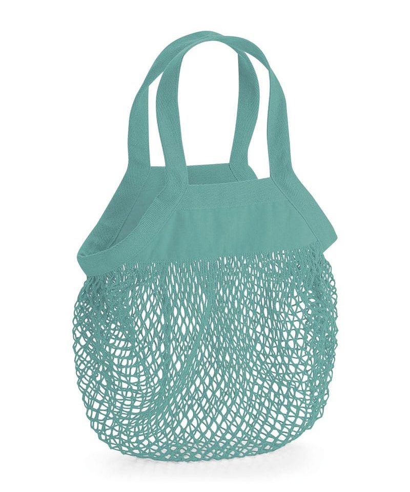 Mini shopper in rete in cotone organico Westford Mill W151 verde salvia