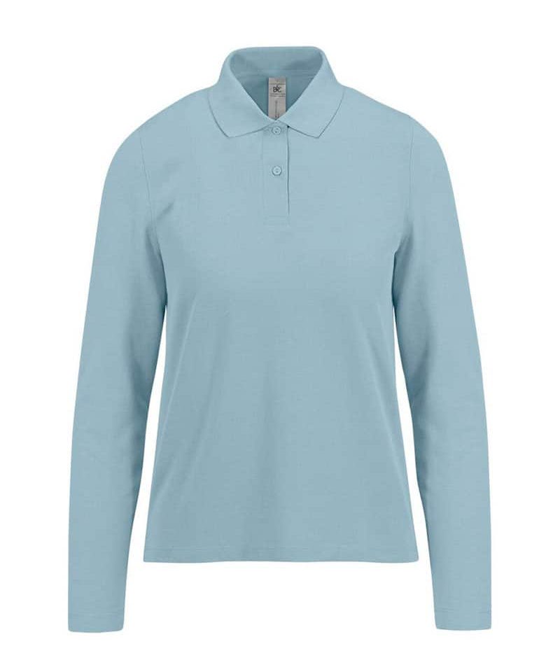 Polo-donna-manica-lunga-B&C-BCPW464-azzurro-amalfi