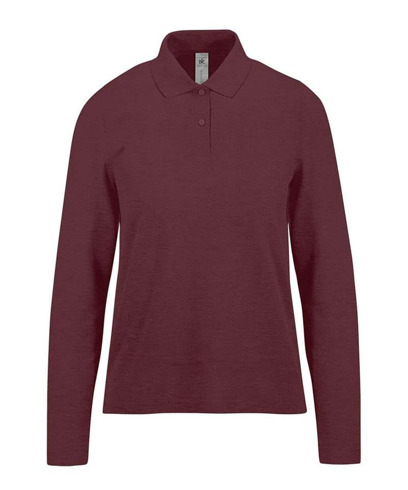 Polo-donna-manica-lunga-BC-BCPW464-burgundy-melange