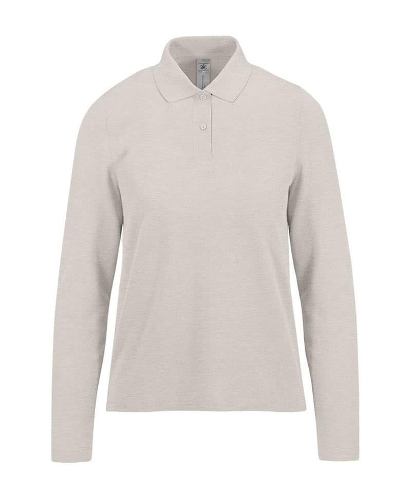 Polo-donna-manica-lunga-BC-BCPW464-grigio-chiaro-melange