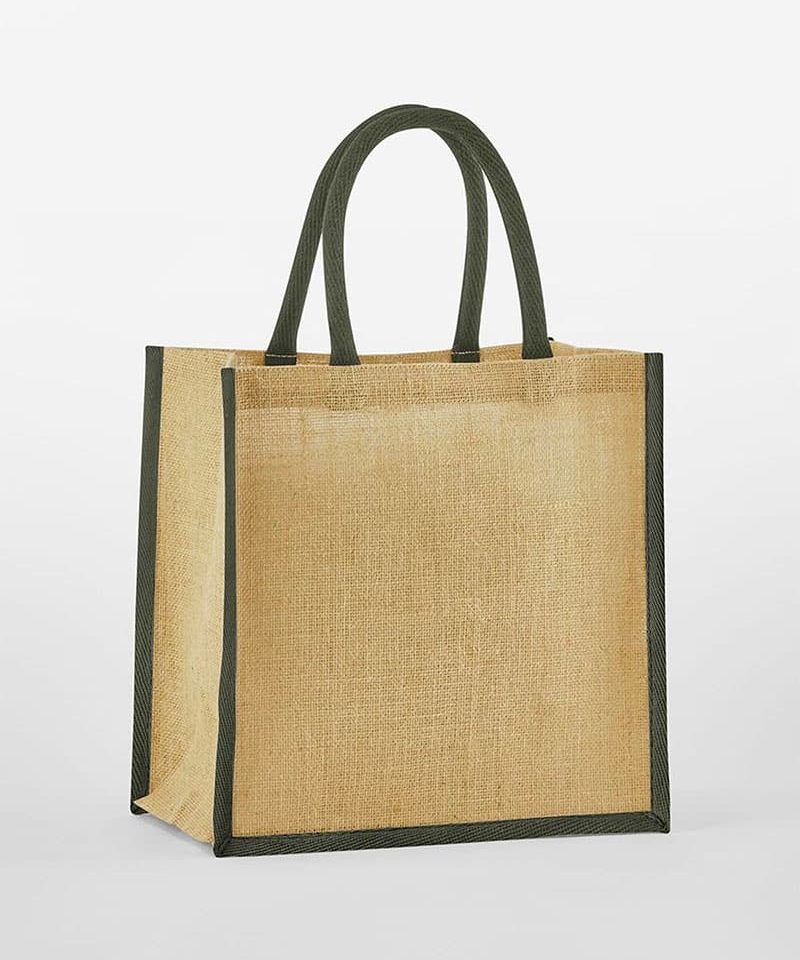 Borsa mini in juta con bordi colorati 26x22x14 Westford Mill W477 13 Borsa-mini-in-juta-con-bordi-colorati-26x22x14-iWestford-Mill-W477-verde-oliva