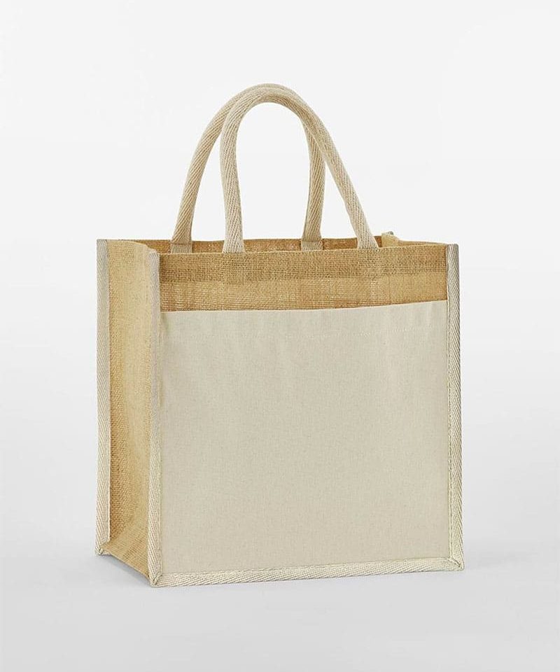 Shopper-con-manici-in-juta-e-tasca-di-cotone-Canvas-Westford-Mill-W483