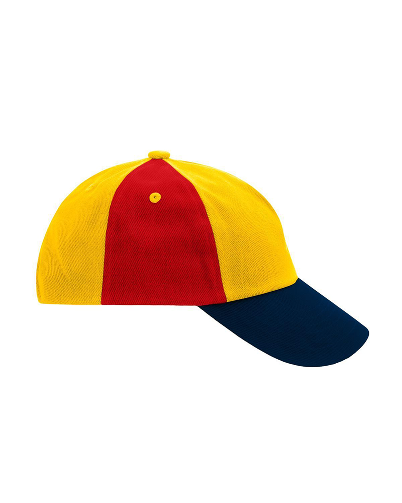 Cappello-baseball-da-bambino-in-cotone-spazzolato-Myrtle-Beach-MB7010-rosso-giallo-nero