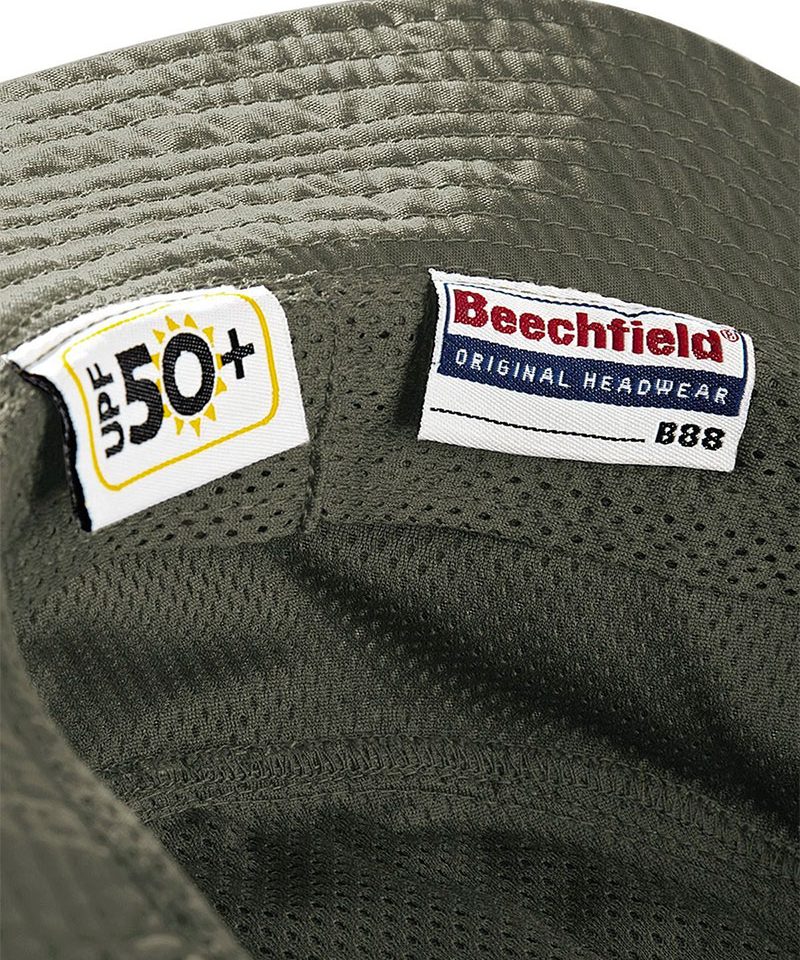 Cappello pescatore in tessuto misto con cursore di regolazione Beechfield B88 20 Cappello-pescatore-in-tessuto-misto-con-cursore-di-regolazione-Beechfield-B88-verde-militare-etichette