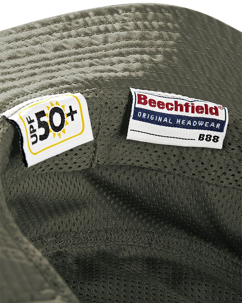 Cappello pescatore in tessuto misto con cursore di regolazione Beechfield B88 11 Cappello-pescatore-in-tessuto-misto-con-cursore-di-regolazione-Beechfield-B88-verde-militare-etichette