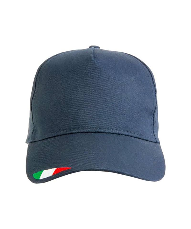Cappellino baseball 5 pannelli con tricolore italiano 20303 17 Cappellino-baseball-5-pannelli-con-tricolore-italiano-20303-blu-navy-fronte