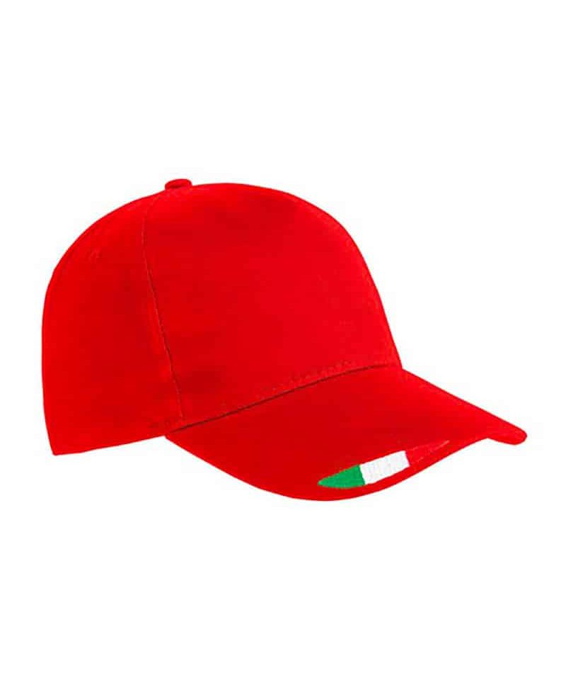 Cappellino baseball 5 pannelli con tricolore italiano 20303 22 Cappellino-baseball-5-pannelli-con-tricolore-italiano-20303-rosso-lato