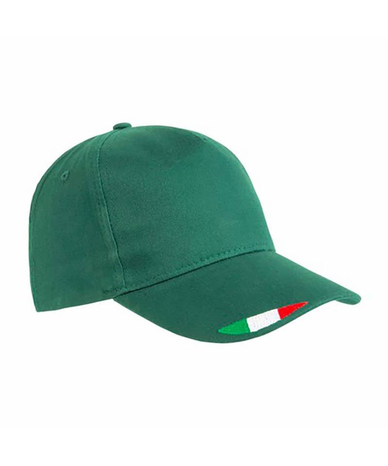 Cappellino baseball 5 pannelli con tricolore italiano 20303 24 Cappellino-baseball-5-pannelli-con-tricolore-italiano-20303-verde-lato