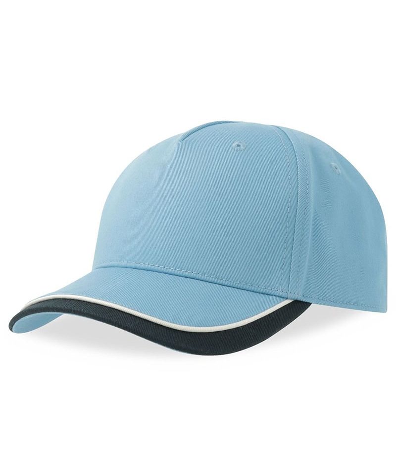 Cappellino baseball bambino 5 pannelli in cotone organico Atlantis Kid Star-S ATKISS 57 Cappellino baseball bambino 5 pannelli in cotone organico Atlantis Kid Star S ATKISS azzurro blu