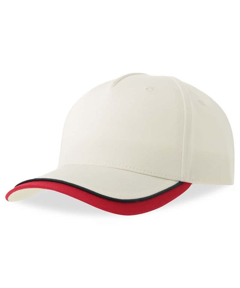 Cappellino baseball bambino 5 pannelli in cotone organico Atlantis Kid Star S ATKISS bianco rosso