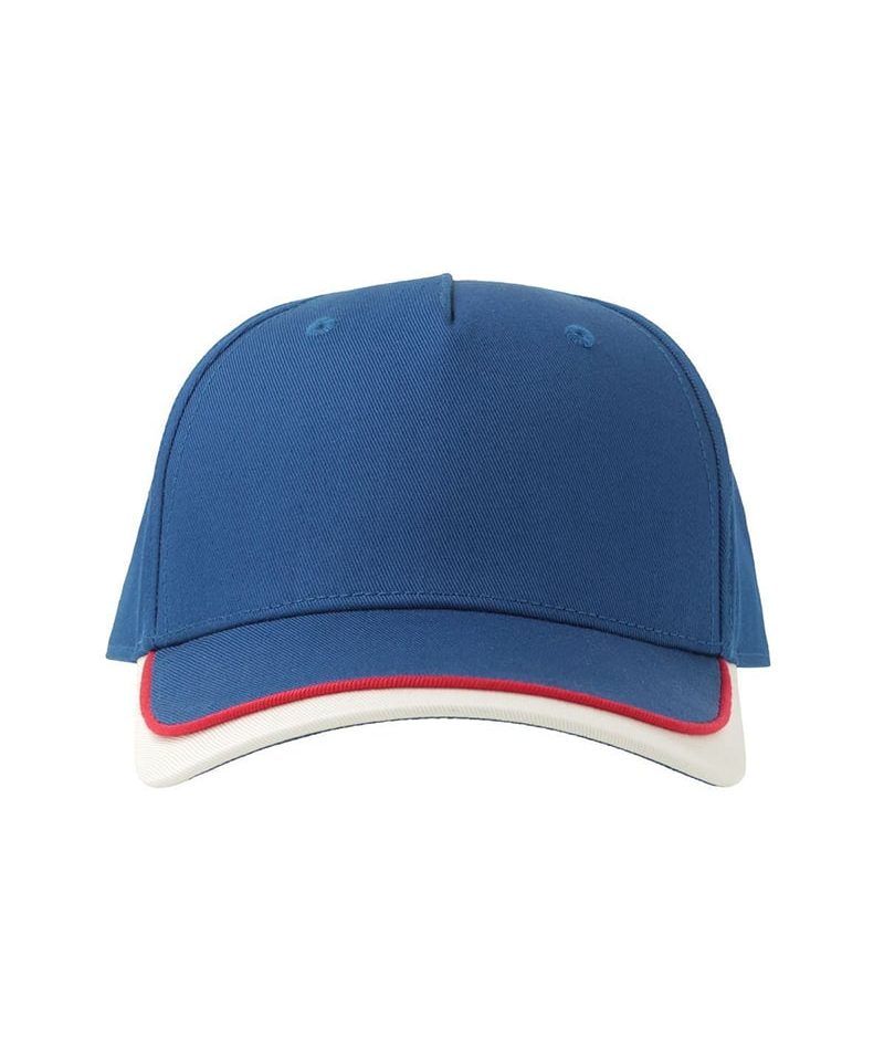 Cappellino baseball bambino 5 pannelli in cotone organico Atlantis Kid Star-S ATKISS 48 Cappellino baseball bambino 5 pannelli in cotone organico Atlantis Kid Star S ATKISS blu royal bianco fronte