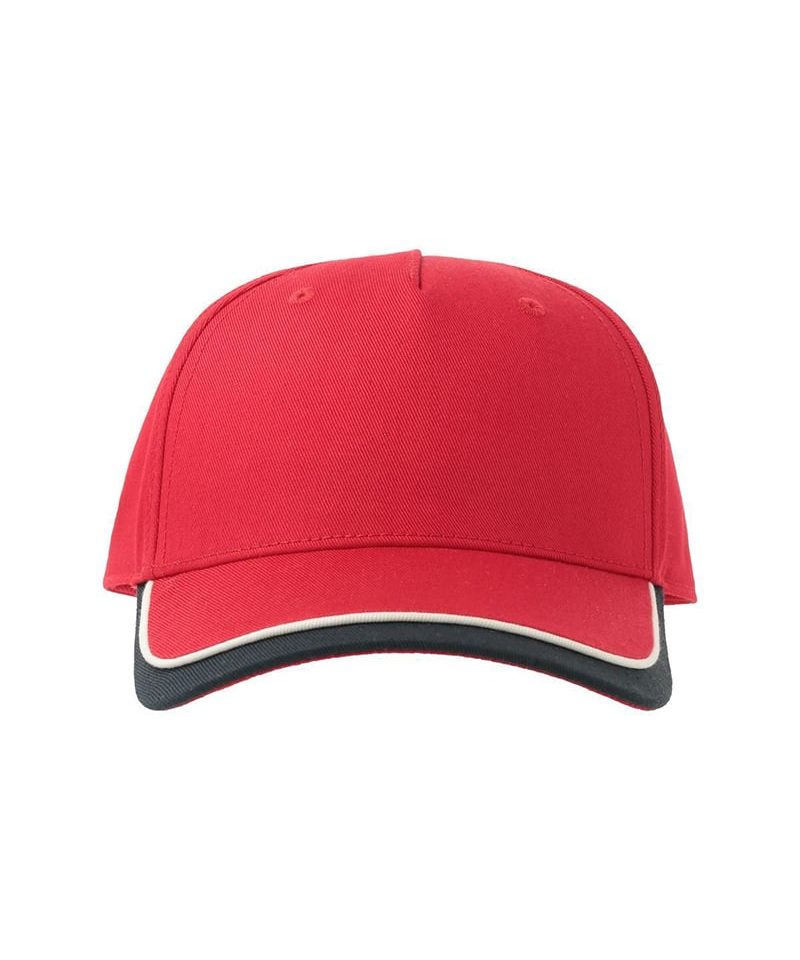 Cappellino baseball bambino 5 pannelli in cotone organico Atlantis Kid Star-S ATKISS 38 Cappellino baseball bambino 5 pannelli in cotone organico Atlantis Kid Star S ATKISS rosso blu navy fronte