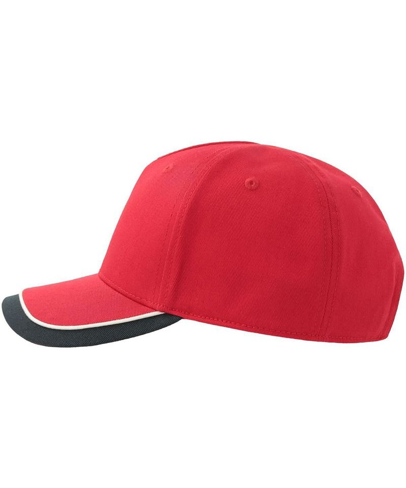 Cappellino baseball bambino 5 pannelli in cotone organico Atlantis Kid Star-S ATKISS 40 Cappellino baseball bambino 5 pannelli in cotone organico Atlantis Kid Star S ATKISS rosso blu navy lato sinistro