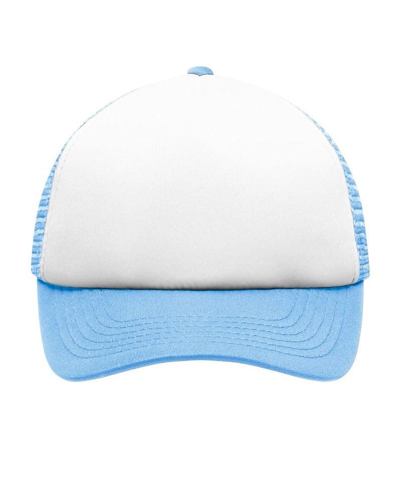 Cappellino baseball bambino con rete Myrtle Beach MB071 40 Cappellino-baseball-bambino-con-rete-Myrtle-Beach-MB071-bianco-azzurro-fronte