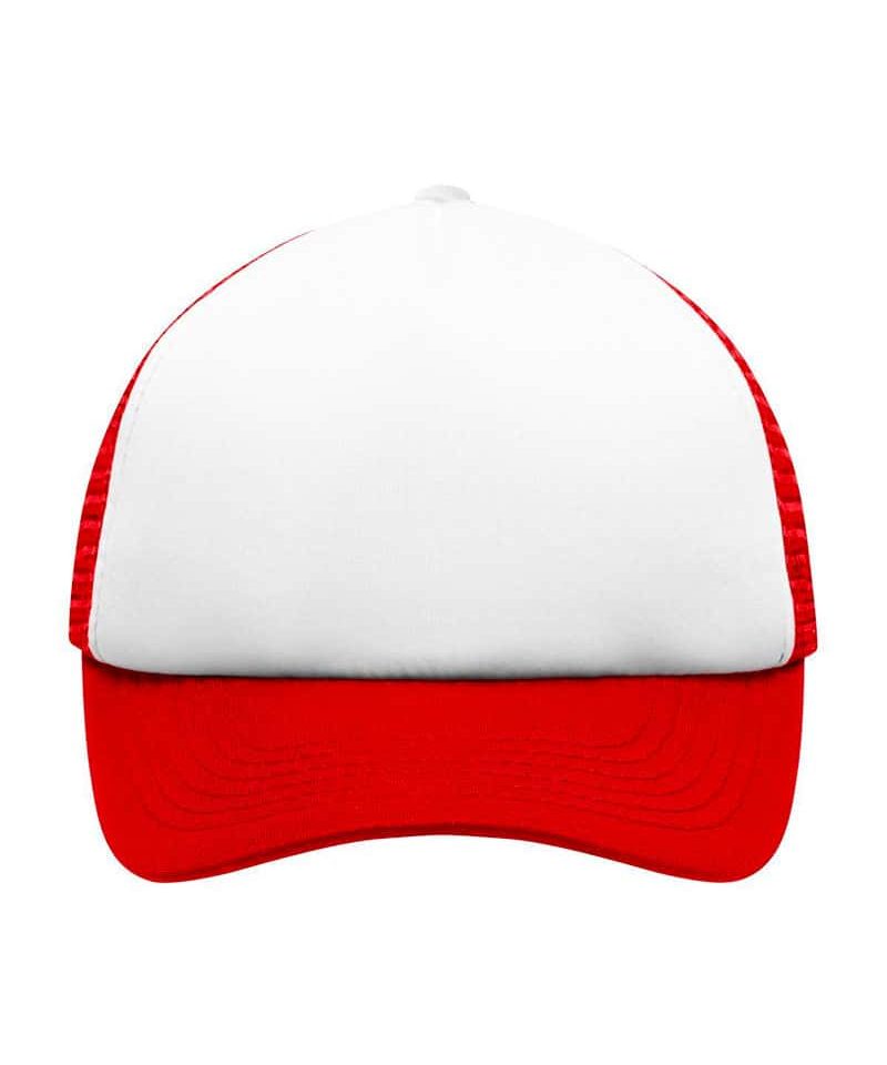 Cappellino baseball bambino con rete Myrtle Beach MB071 60 Cappellino-baseball-bambino-con-rete-Myrtle-Beach-MB071-bianco-rosso-fronte