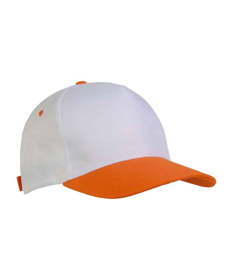 Cappellino baseball bambino in poliestere 17303 22 Cappellino-baseball-bambino-in-poliestere-17303-bianco-arancio-lato
