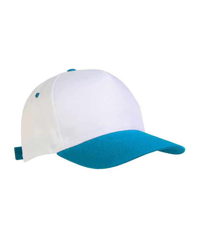 Cappellino baseball bambino in poliestere 17303 24 Cappellino-baseball-bambino-in-poliestere-17303-bianco-azzurro-lato
