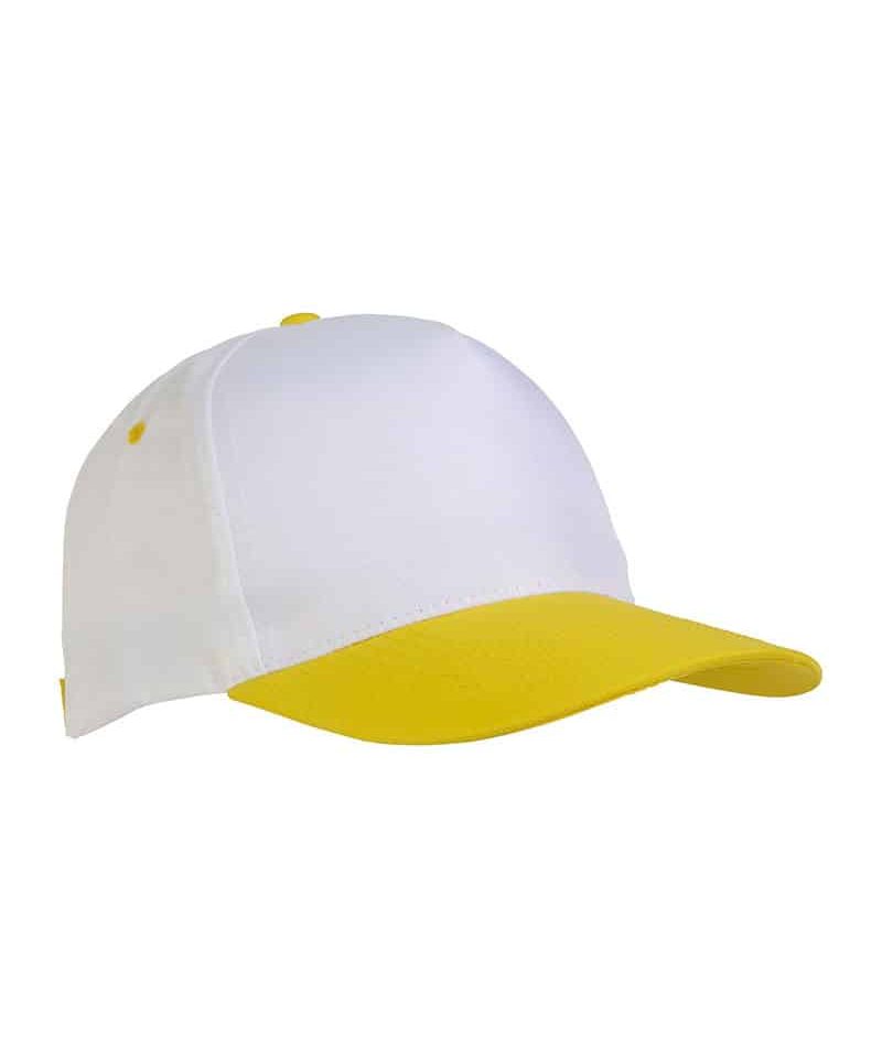 Cappellino baseball bambino in poliestere 17303 29 Cappellino-baseball-bambino-in-poliestere-17303-bianco-giallo-lato