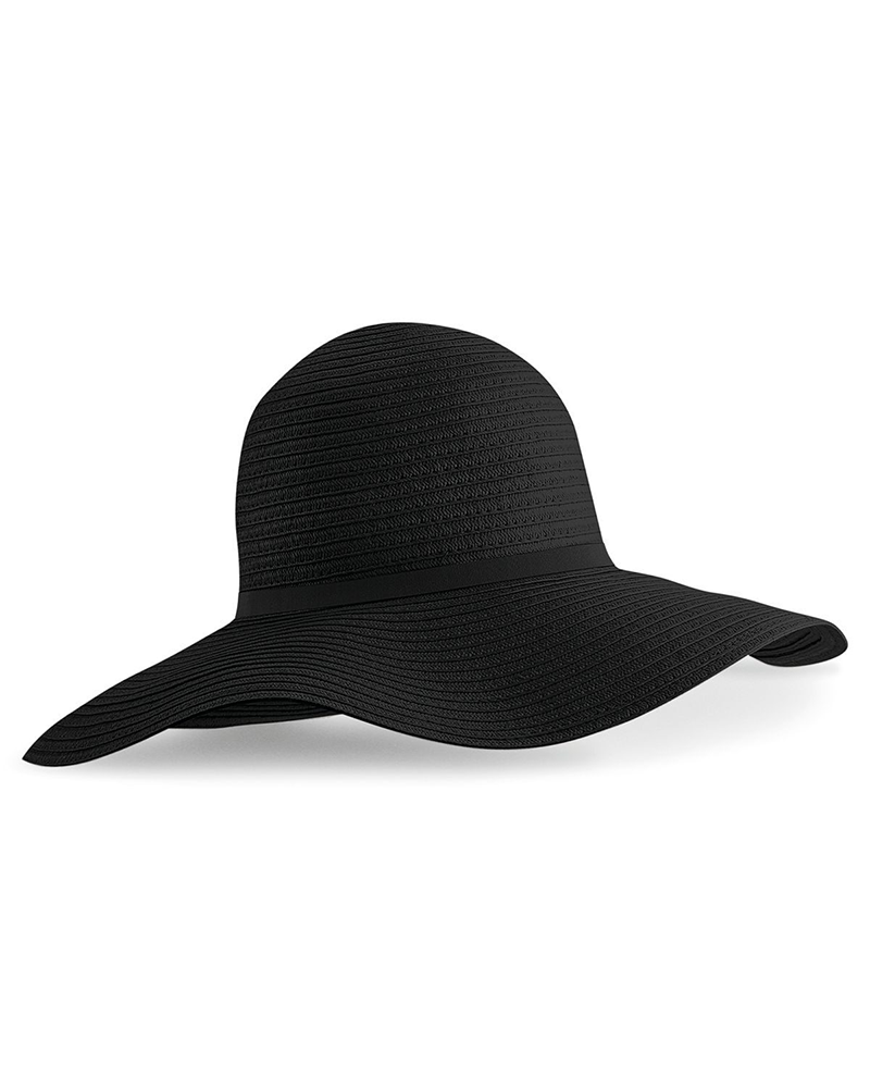 Cappello-in-paglia-ampio-da-donna-Beechfield-B740-nero
