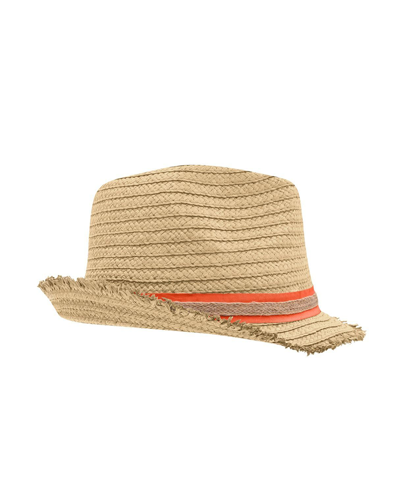Cappello-in-paglia-di-carta-colore-beige-MYRTLE-BEACH-MMB6703-con-fascia-arancio-lato