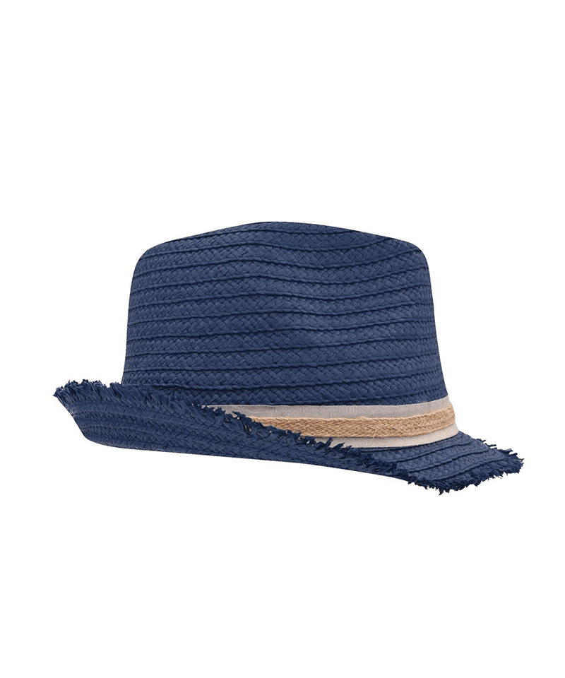 Cappello in paglia di carta Myrtle Beach MB6703 13 Cappello-in-paglia-di-carta-colore-blu-MYRTLE-BEACH-MMB6703-con-fascia-colorata-beige-lato