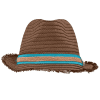 Cappello in paglia di carta Myrtle Beach MB6703 2 Cappello-in-paglia-di-carta-colore-marrone-MYRTLE-BEACH-MMB6703-con-fascia-colorata-azzurra-fronte